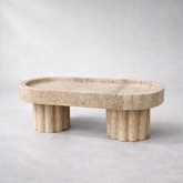 Aurelia Travertine Pedestal Tray