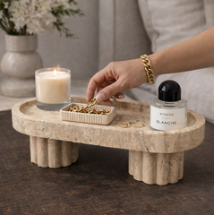 Aurelia Travertine Pedestal Tray