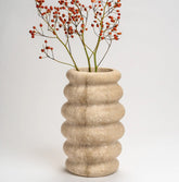 Ripple Travertine Vase – Handmade Natural Stone Decorative Flower Vase