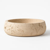 Artisan Natural Travertine Bowl – Hand-Carved Stone Elegance -12″ Wide
