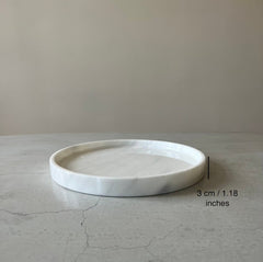 Natural Round White Marble Vanity Tray