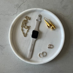 Natural Round White Marble Vanity Tray