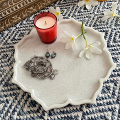 Decorative flower White Marble plate