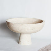 Large Hand-made Natural Travertine Pedestal I Centerpiece Pot I Bohemian Bowl