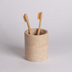 Natural Travertine toothbrush holder, Marble pencil holder