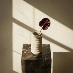 Contour Travertine Vase – Handmade Natural Stone Decorative Vase