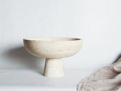 Large Hand-made Natural Travertine Pedestal I Centerpiece Pot I Bohemian Bowl