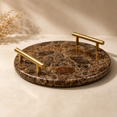 Velmora Tray – Luxury Marble Tray with Gold Handles