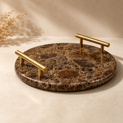Velmora Tray – Luxury Marble Tray with Gold Handles