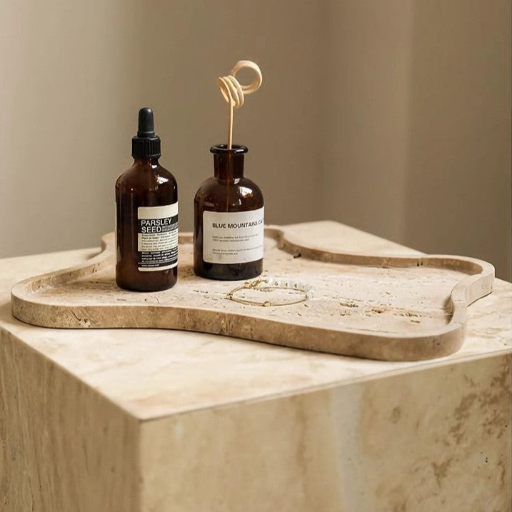 Organic Shaped Travertine Marble Tray
