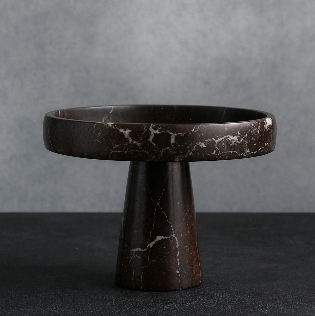 Red Zebra Marble Pedestal Stand