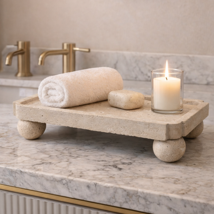 Luna Travertine Vanity Riser Tray
