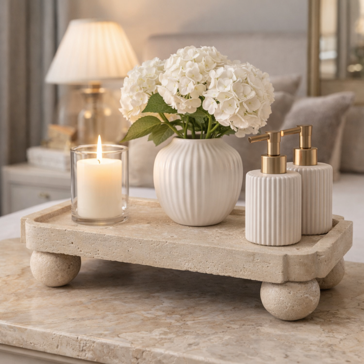 Luna Travertine Vanity Riser Tray