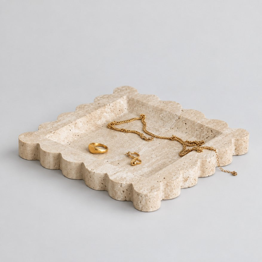 Fluted Travertine Tray