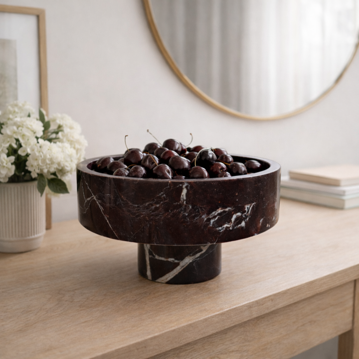 Aurex Pedestal Bowl – Handcrafted Natural Stone Centerpiece