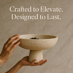 Large Hand-made Natural Travertine Pedestal I Centerpiece Pot I Bohemian Bowl