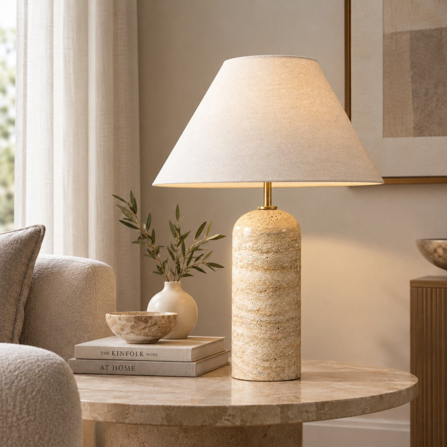 Ivory Travertine Table Lamp
