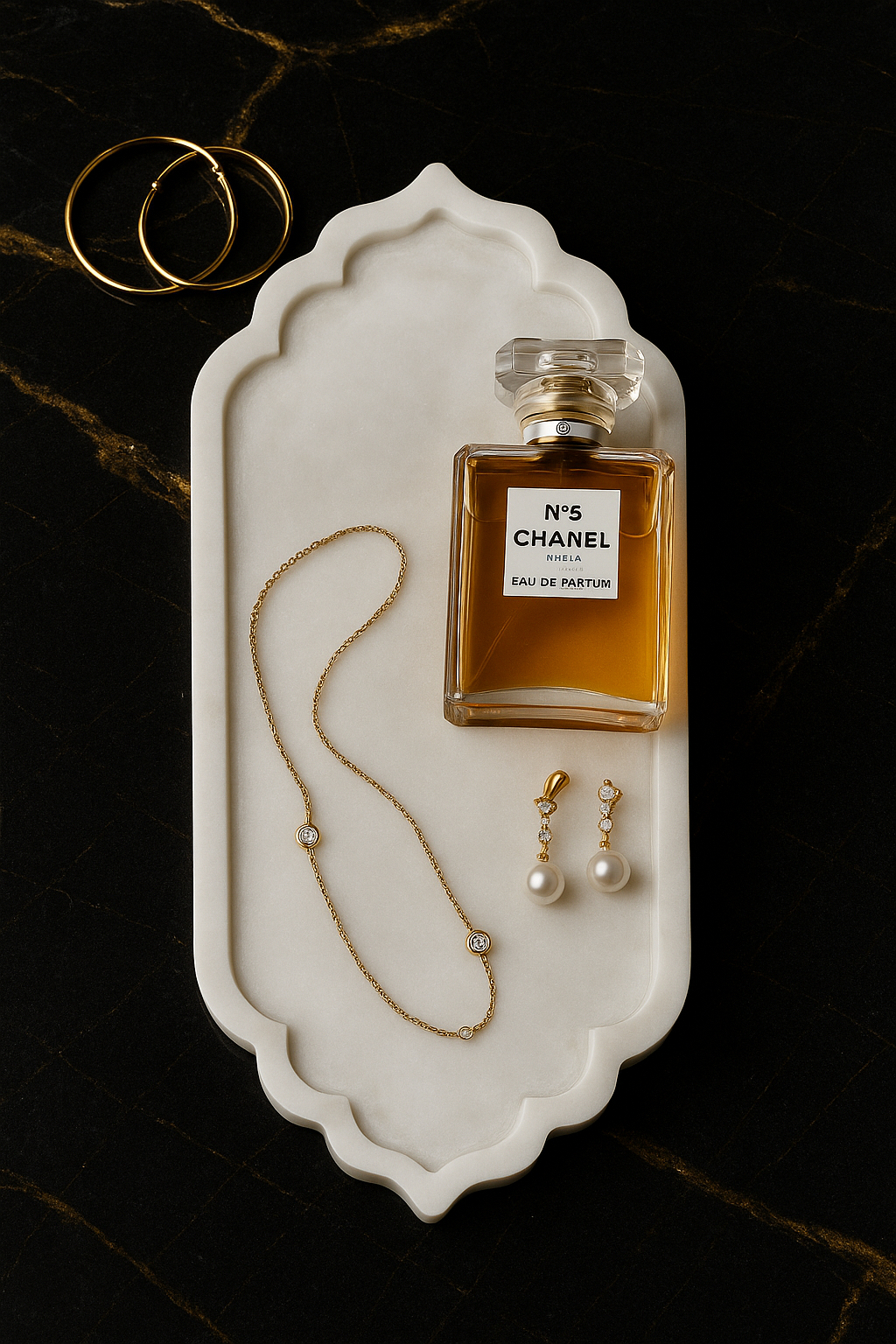 Elegant Ziarat White Marble Vanity Tray