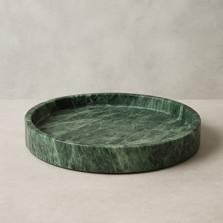Jungle Green Marble Round Tray