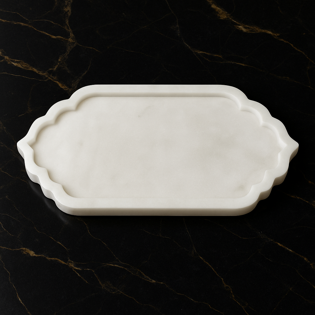 Elegant Ziarat White Marble Vanity Tray