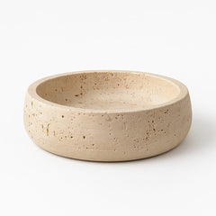 Artisan Natural Travertine Bowl – Hand-Carved Stone Elegance -12″ Wide