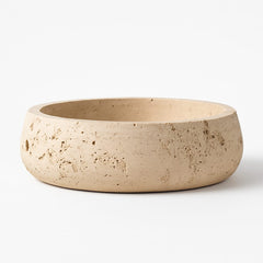 Artisan Natural Travertine Bowl – Hand-Carved Stone Elegance -12″ Wide