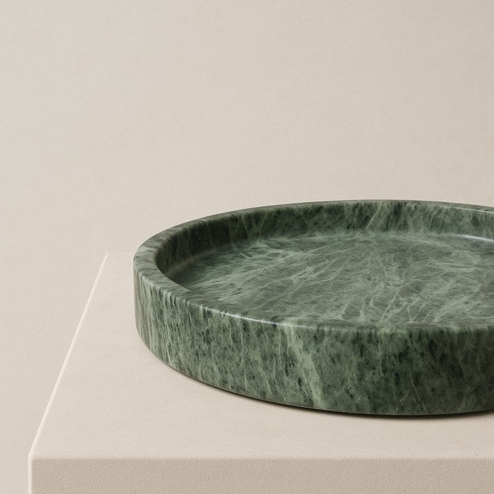 Jungle Green Marble Round Tray