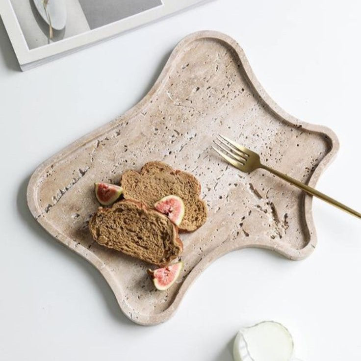 Organic Shaped Travertine Marble Tray