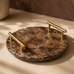 Velmora Tray – Luxury Marble Tray with Gold Handles