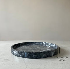 Natural Round Dark Gray Vanity Tray