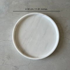 Natural Round White Marble Vanity Tray