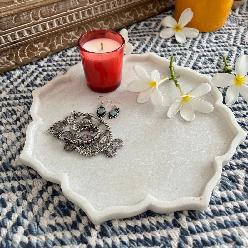 Decorative flower White Marble plate