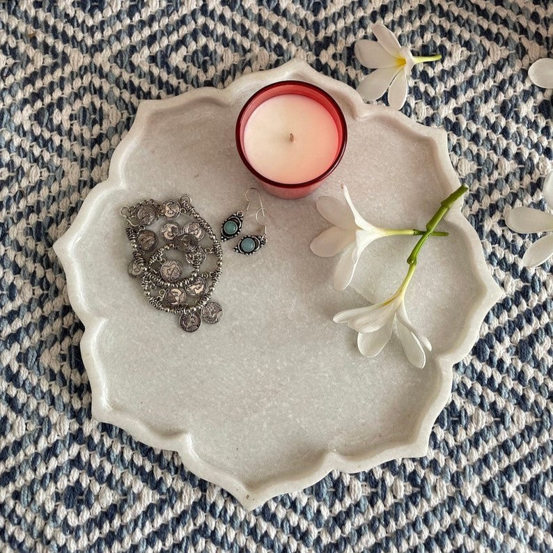 Decorative flower White Marble plate