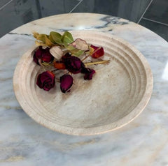 Travertine fruit serving bowl