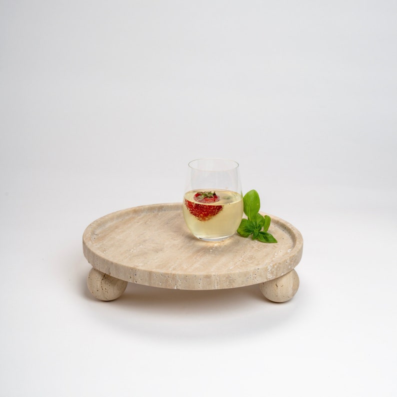 Venice Tray | stylish travertine tray with ball feet for all your servings