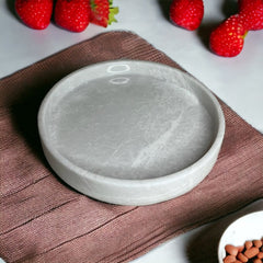 Round Ziarat White Marble Tray