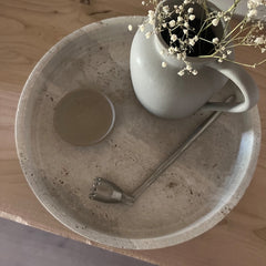 Natural Large Travertine Pedestal Bowl