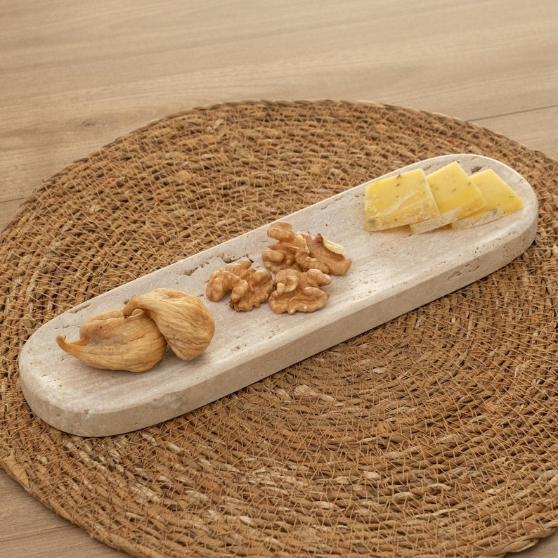 Freya Elegant Travertine Serving Tray