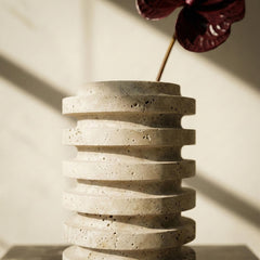 Contour Travertine Vase – Handmade Natural Stone Decorative Vase