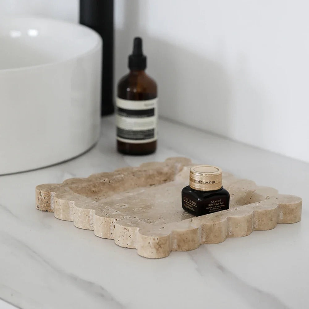 Fluted Travertine Tray