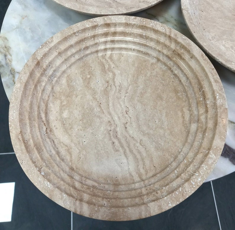 Travertine fruit serving bowl