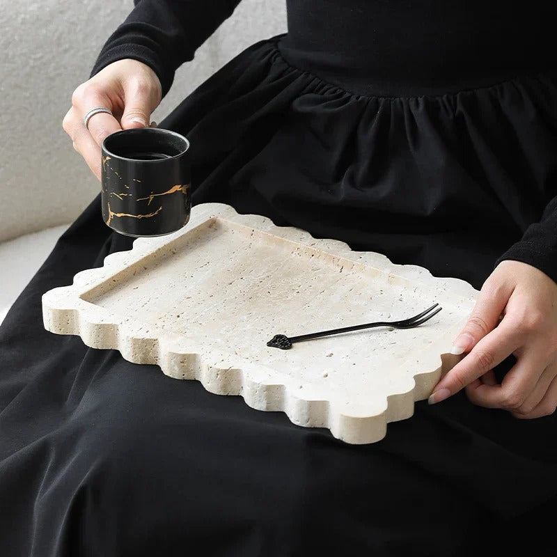 Travertine Scallop Accent Tray