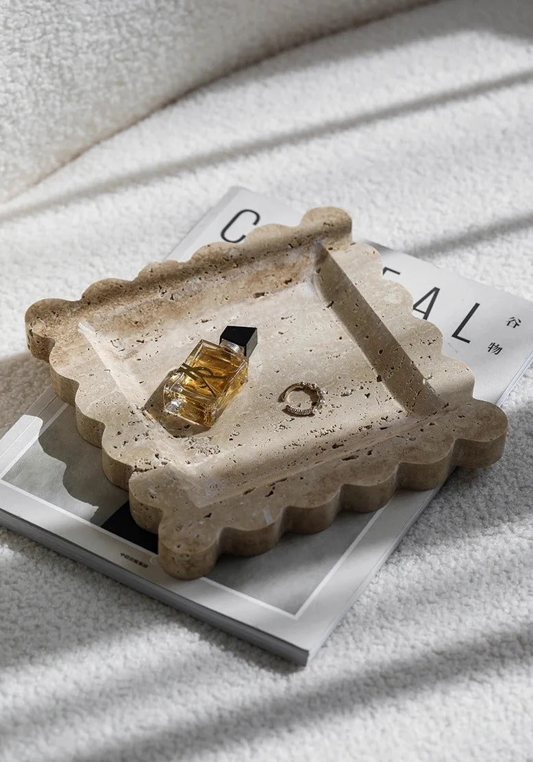 Fluted Travertine Tray